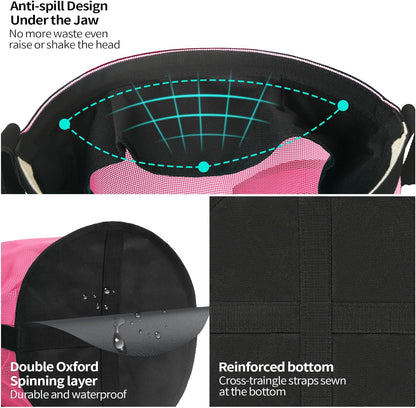 Horse Feed Bag 2 Pcs, Mesh Feed Bags for Horses, Muzzle Feedbag for Feeding Grain, Anti-Spill