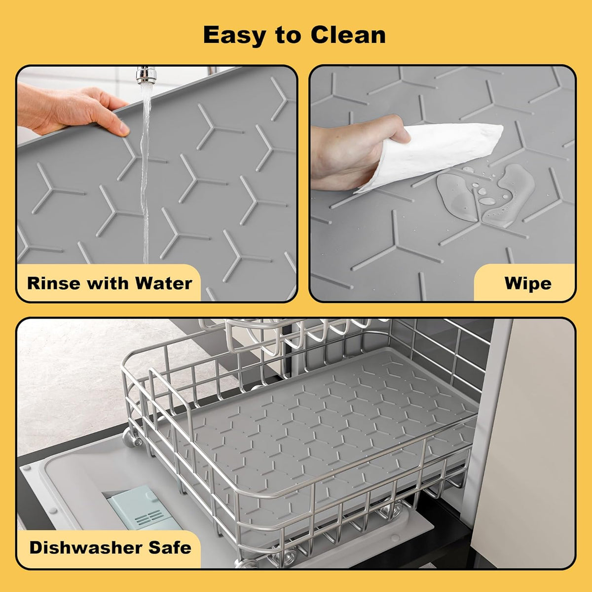 Pieviev Dog Cat Food Bowl Mat, Silicone Waterproof Food Grade Pet Food Mat for Floor, High Raised