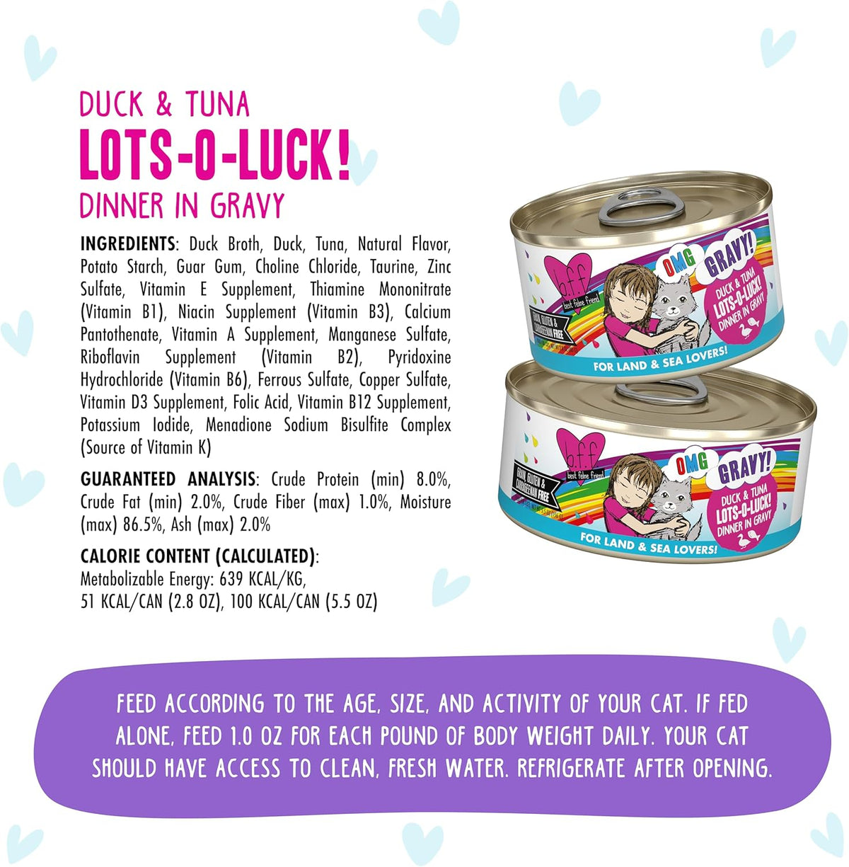 Weruva B.F.F. OMG - Best Feline Friend Oh My Gravy!, Lots-O-Luck! with Duck & Tuna in Gravy Cat