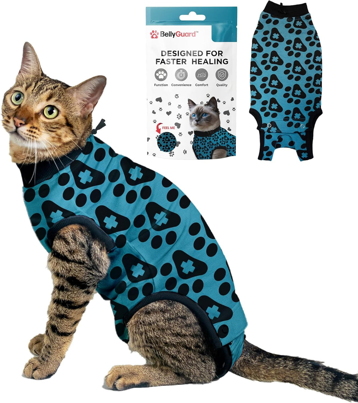 Bellyguard Cat Recovery Suit Female and Male, Comfy Onesie After Surgery, Kitten Clothes for
