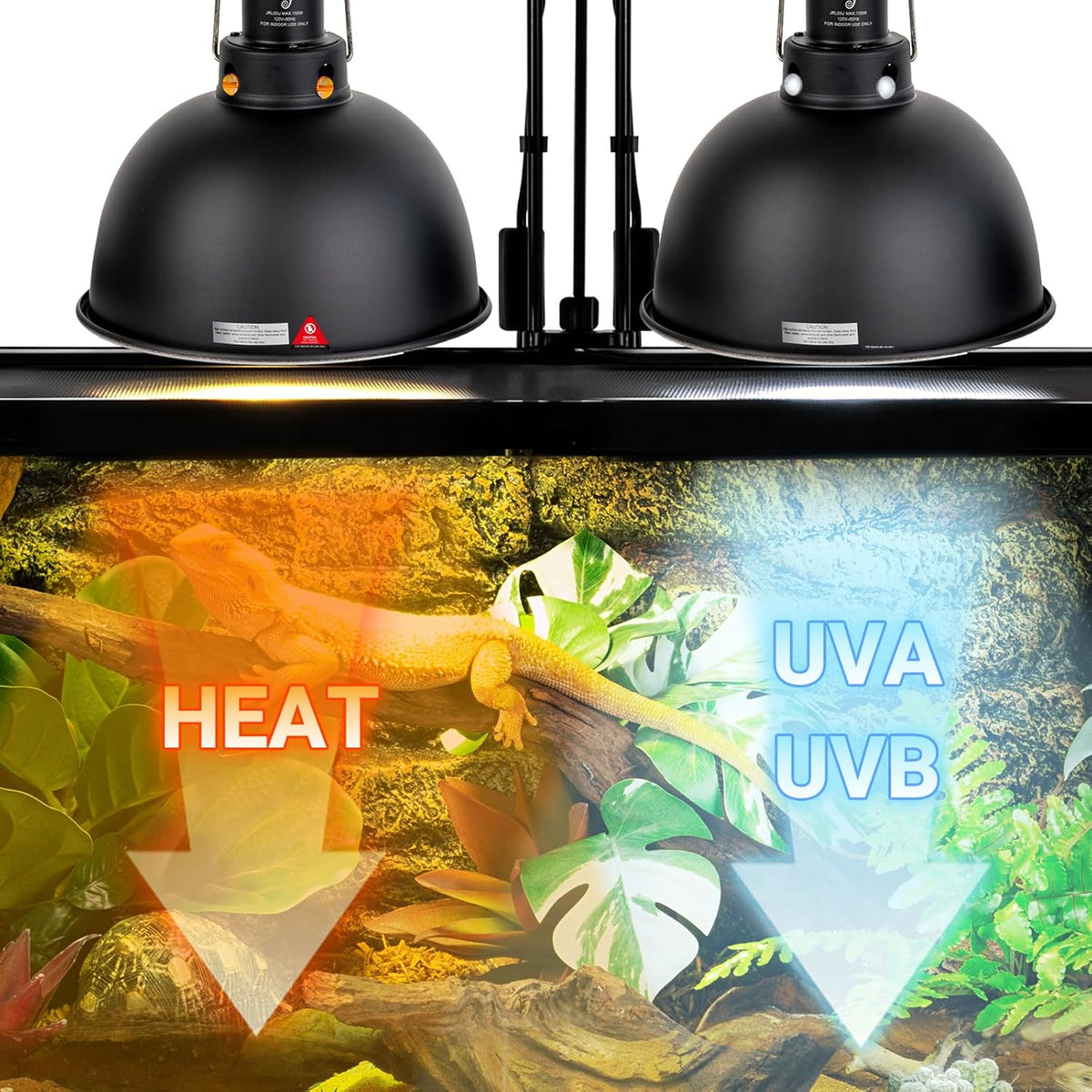 Reptile Light Fixture 2 Pack, 8.5 in Deep Dome Reptile Heat Lamp Fixture, Optical Reflection