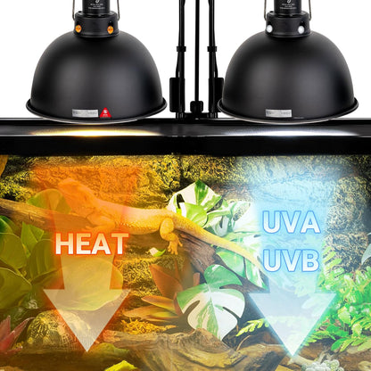 Reptile Light Fixture 2 Pack, 8.5 in Deep Dome Reptile Heat Lamp Fixture, Optical Reflection