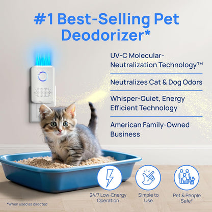 Clarifion ODRx - UV-C Cat Odor Deodorizer & Eliminator, Removes Cat Pee Smell, Filterless, Quiet