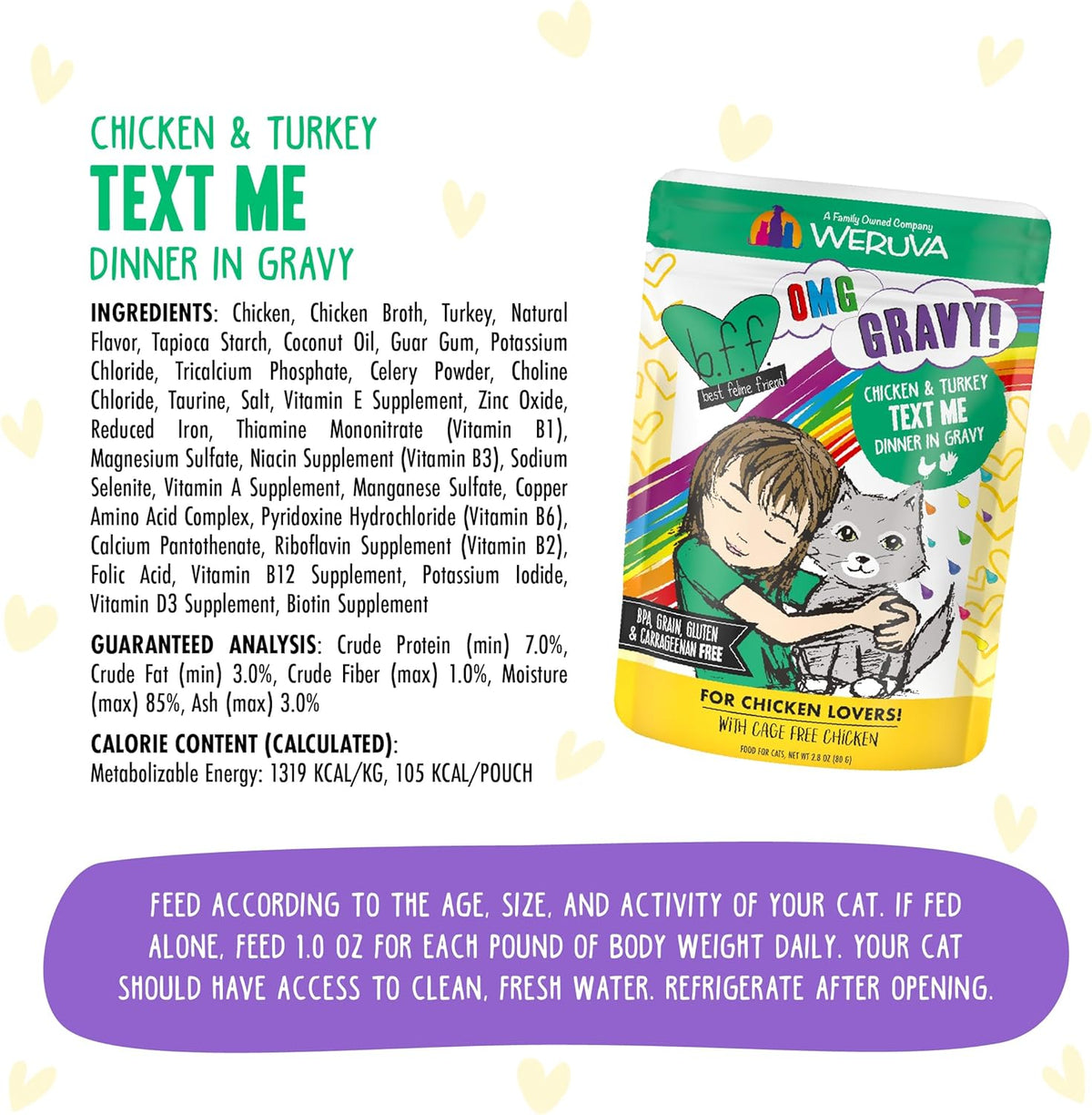 Weruva B.F.F. OMG - Best Feline Friend Oh My Gravy!, Chicken & Turkey Text Me with Chicken & Turkey
