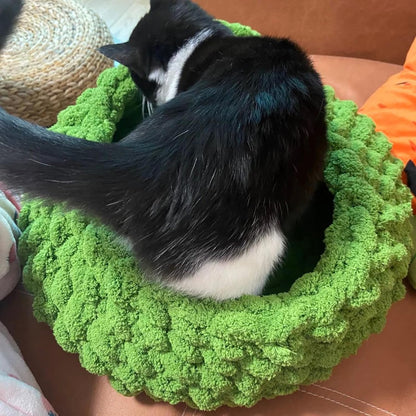 Cat Nest Bed – Premium Handwoven Washable Extra Soft Round Cave House for Indoor Kitten & Kitty