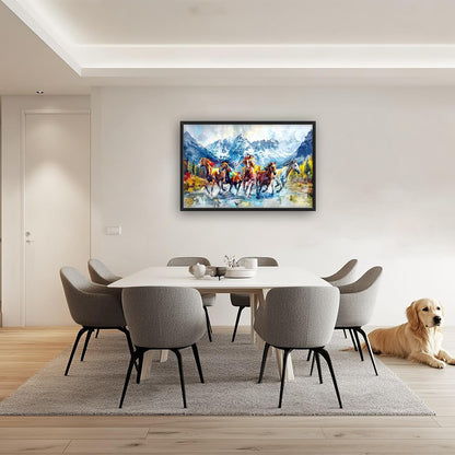 Horse Large Wall Art Running Horses Pictures Colorful Horse Mountain Landscape Wall Decor Wild
