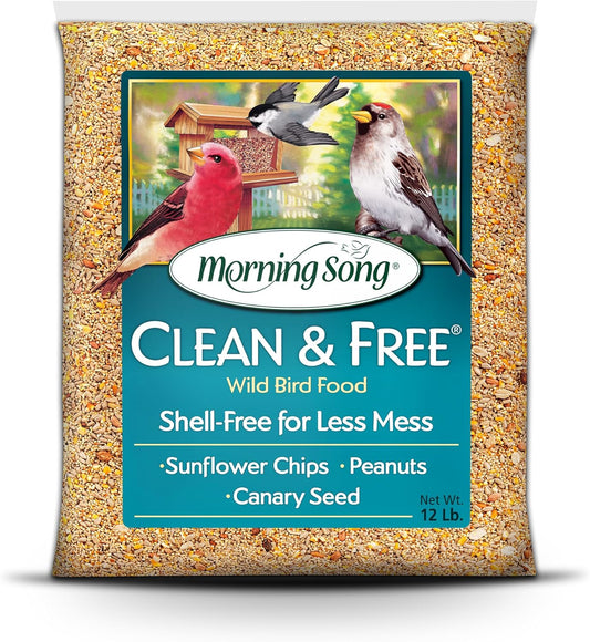 Morning Song Clean & Free No Mess Wild Bird Seed – 12 lb. Shell-Free Bird Food Blend with Sunflower