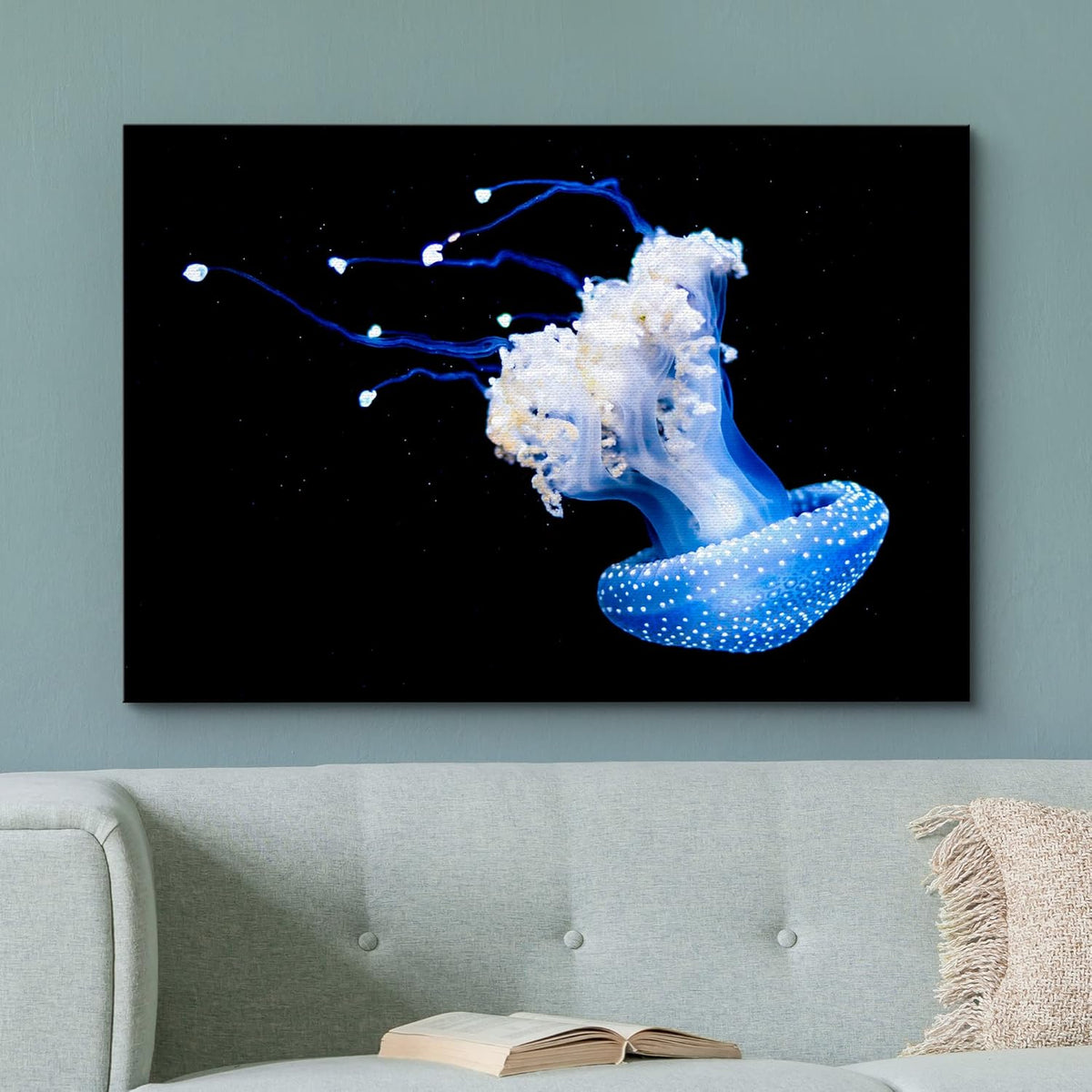 wall26 Canvas Print Wall Art Mystic Fantasy Tropical Blue X-Ray Jellyfish Nature Animals