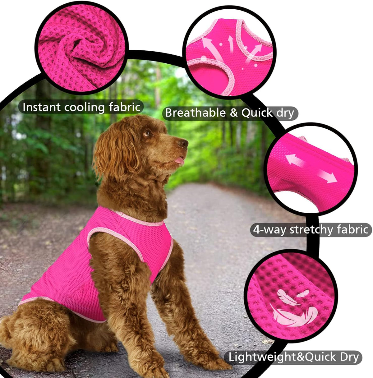 2 Pack Cooling Shirts for Dogs, Breathable Lightweight Dog Shirts for Medium Dogs Girl, Sleeveless