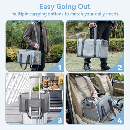 Petsfit Small Cat Carrier Soft Airline Approved Expandable Carrier for Kitten Puppy Bunny