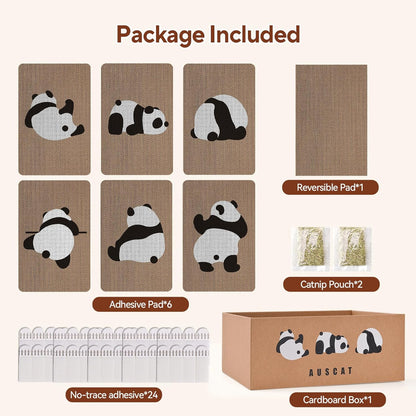 AUSCAT Cardboard Cat Wall Scratcher, 7 cat Scratching Boards with Box, Wall Mounted Cat Scratching