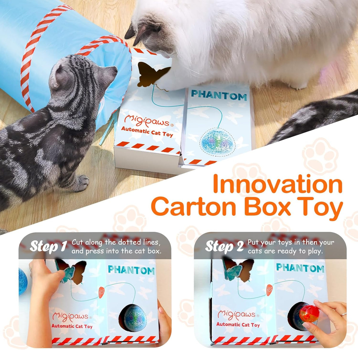 Migipaws Cat Toys, Interactive Cat Toy for Indoor Cats,Upgraded Moving Shadow of Butterfly Feather