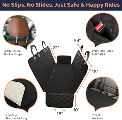 Dog Car Seat Cover for Back Seat, Waterproof Hammock for Car, SUV & Truck, Non-Slip Backseat Cover