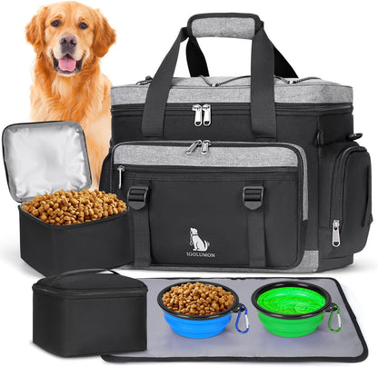 IGOLUMON Dog Travel Bag Large Pet Travel Bags Set for Supplies Weekend Travel Kit Tote Organizer
