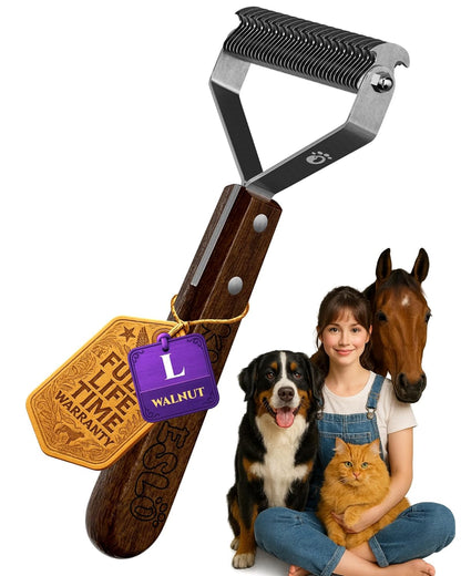 Large Dual-Sided Dogs and Cats Brush for Shedding, Unique Blade Designed Deshedding Dog Brush for