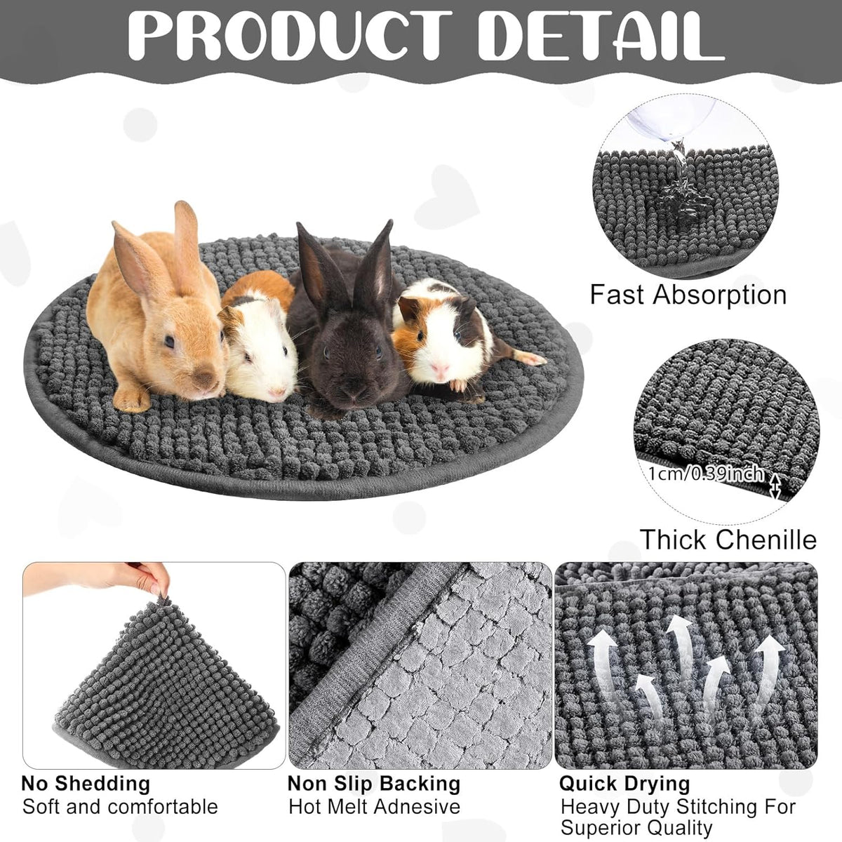 Amylove 4 Pcs Guinea Pig Cage Liner Guinea Pig Bedding Washable Fleece Pee Pads Reusable Small