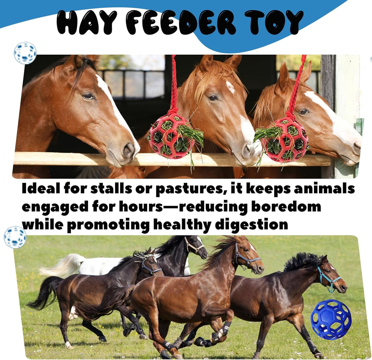 2 Pcs Novelty Hay Ball for Horses to Play with and Relieve Stress, Bright Color Hay Balls for Goats