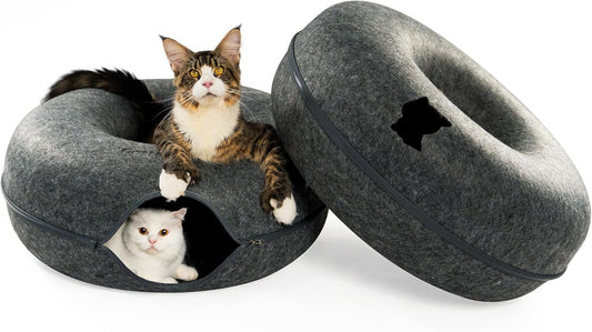 Cattasaurus Peekaboo Cat Cave, Extra Spacious for Multiple & Large Cats 12+ lbs, Scratch Detachable