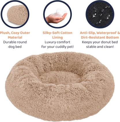 Donut Dog Bed - Premium Comfort for Anxiety Relief - Fluffy & Calming Design with Ultra-Plush