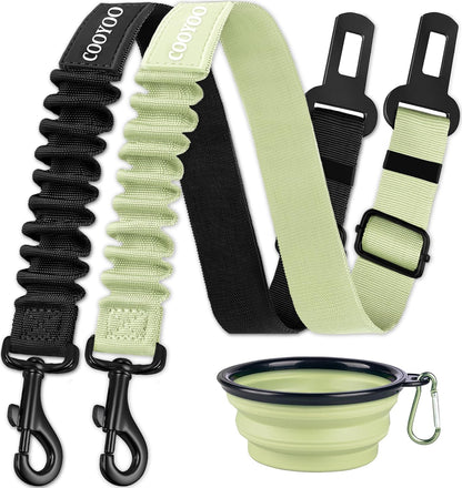 COOYOO Dog Seat Belt,3 Piece Set Retractable Dog Car Adjustable Seatbelts for Vehicle Nylon Pet