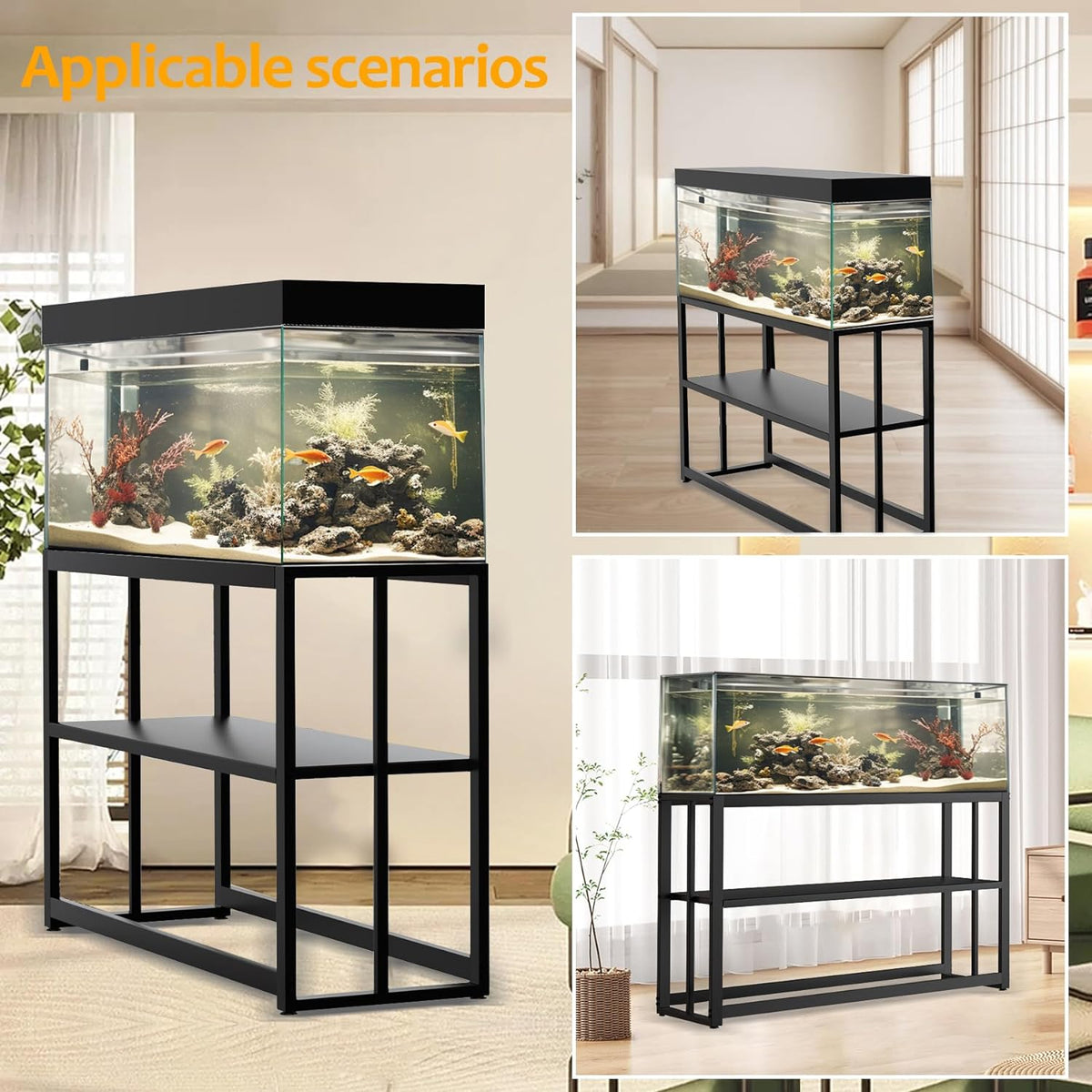 Akenow 55-75 Gallon Fish Tank Stand with Storage Shelf, 48.5 x14.9 x 29.2 Inch Aquarium Stand