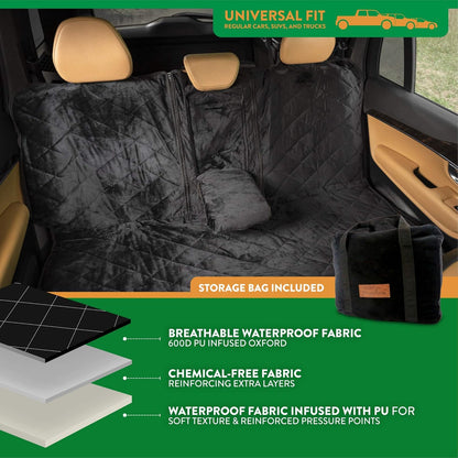 Plush Paws Products Velvet Convertible Rear Seat Cover | Durable Diamond Stitching | Washable &