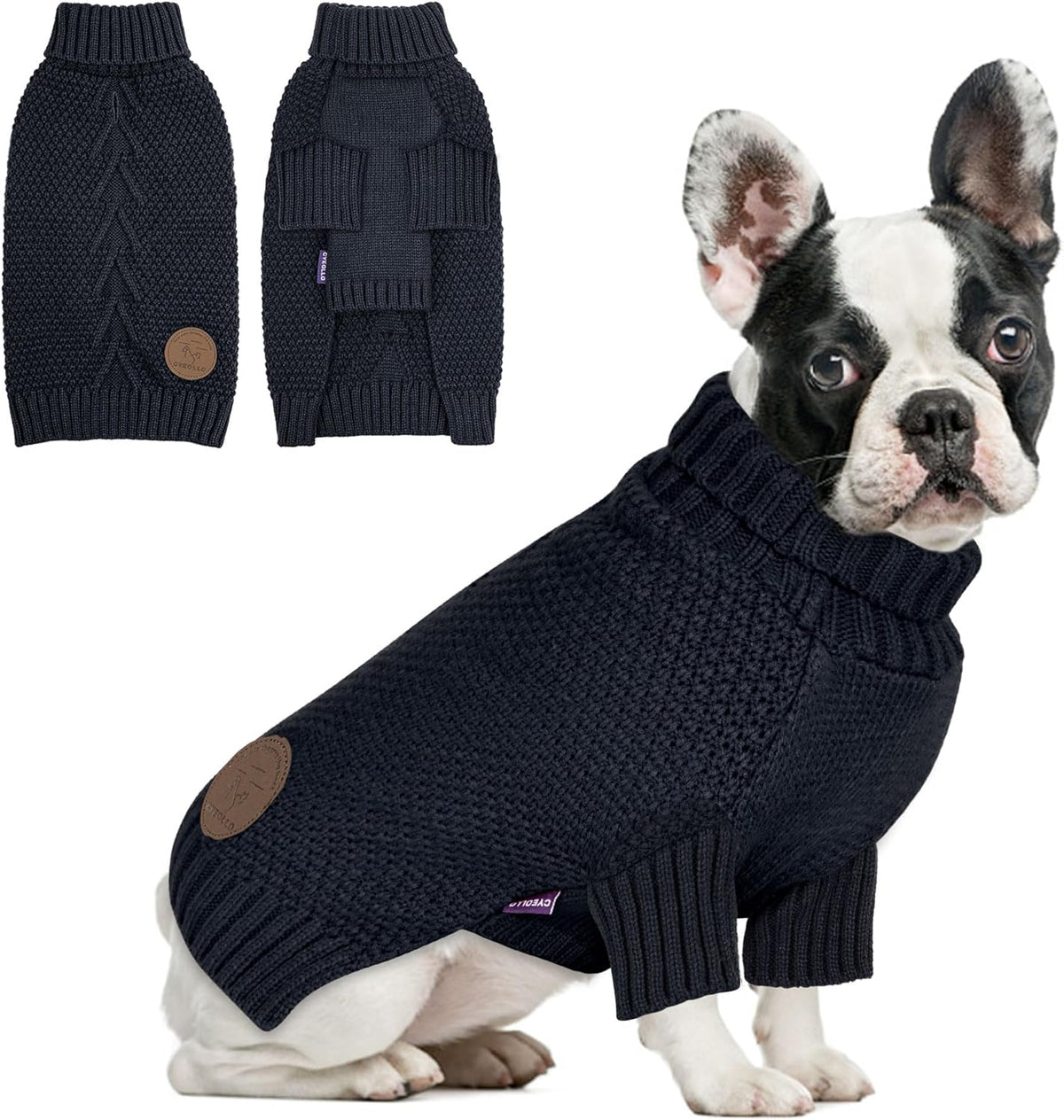 cyeollo Warm Small Dog Sweater, Knit Cold Weather Doggy Sweaters for Small Dogs Boy Pullover Winter