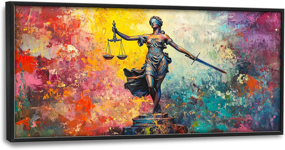 Extra Large Lady Justice Framed Wall Art for Living Room,Oversized Scales of Justice Pictures Wall