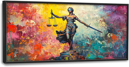 Extra Large Lady Justice Framed Wall Art for Living Room,Oversized Scales of Justice Pictures Wall