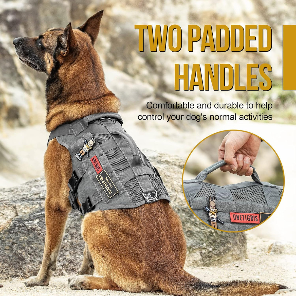 OneTigris Tactical No Pull Dog Harness for Large Dog, Mesh Design Dog Vest Harness Breathable