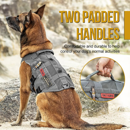 OneTigris No Pull Tactical Dog Harness for Large Dogs, Mesh Design Dog Vest Harness Breathable