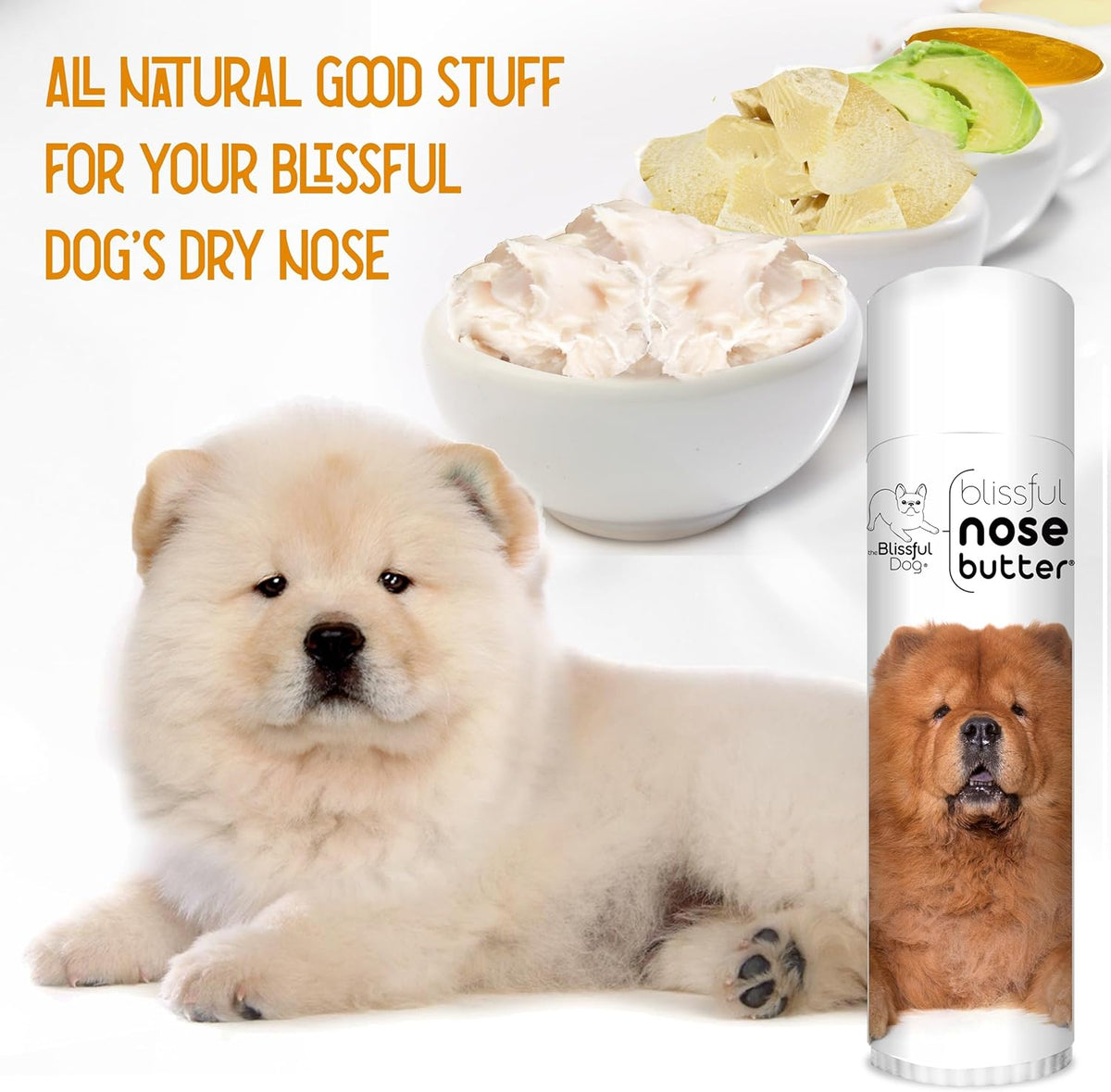The Blissful Dog Chow Nose Butter for Dry, Cracked Skin, Lick-Safe Dog Nose Balm with Moisturizing