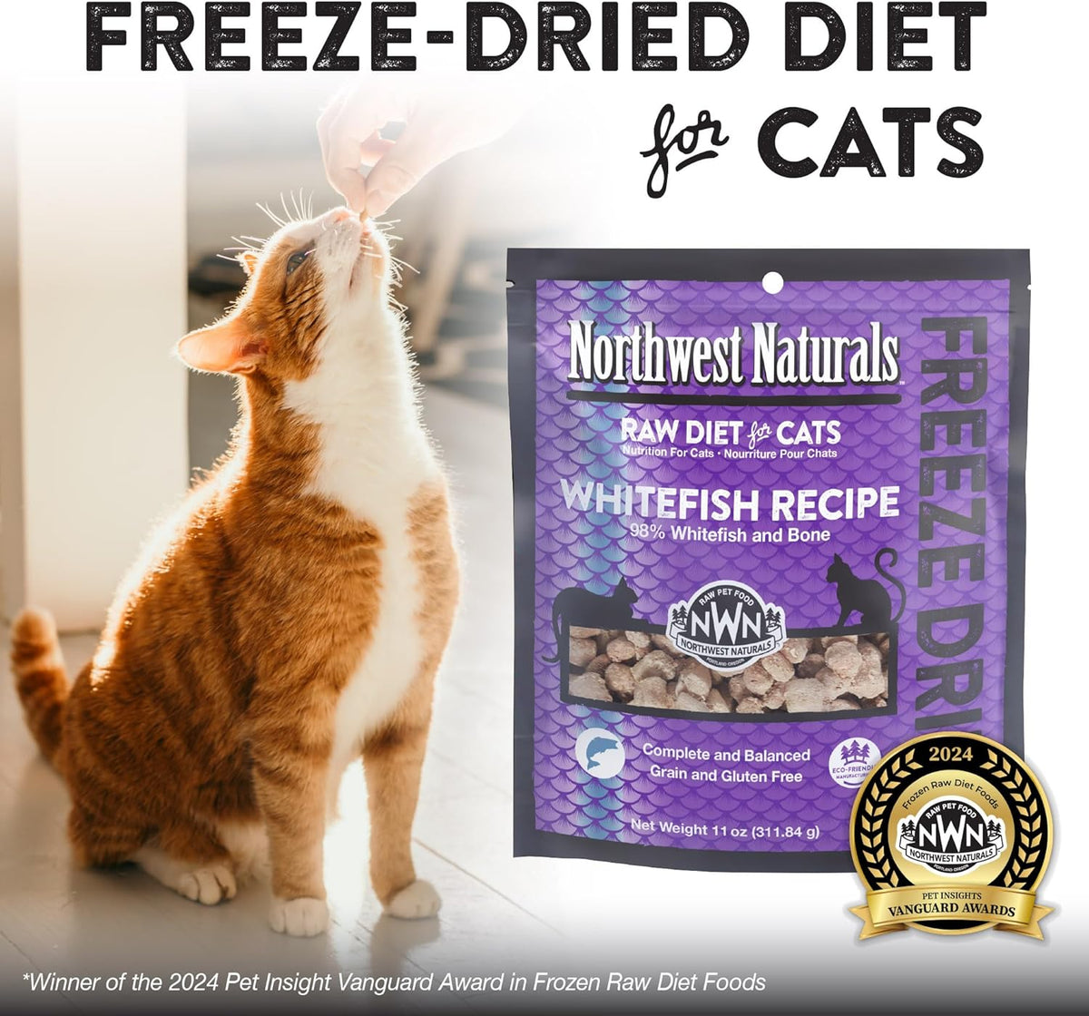 Northwest Naturals Freeze-Dried Whitefish Cat & Kitten Food – Bite-Sized Nibbles, Healthy, Limited