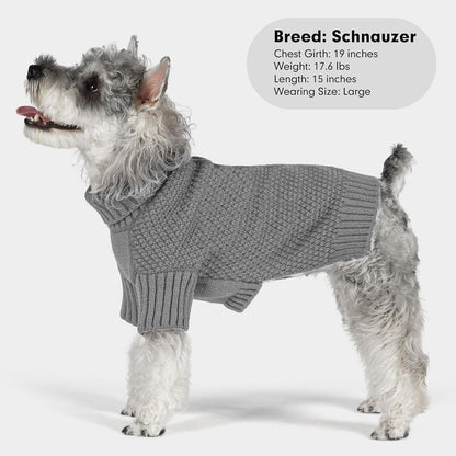 cyeollo Turtleneck Dog Sweater Knitted Cable Sweaters with Leash Hole Winter Pet Clothes Pet Small