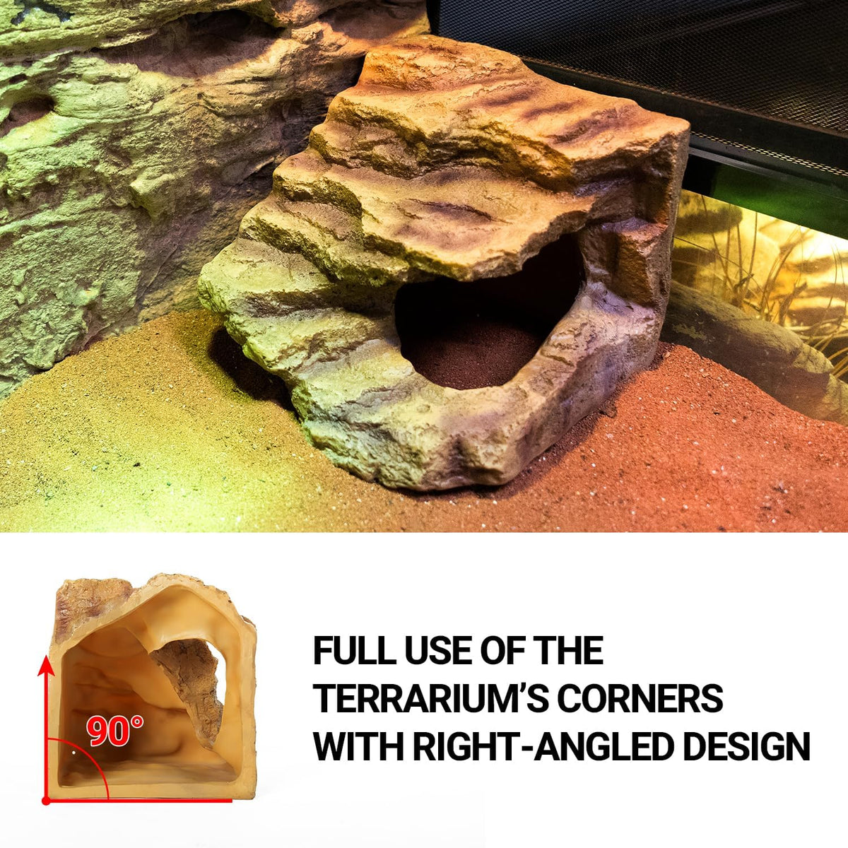 Resin Reptile Hideout Cave Reptile Habitat Tank Decor Terrarium Accessories for Bearded Dragon