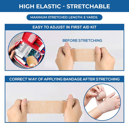 Self Adhesive Bandage Wrap - Pack of 12 Assorted Colors, Non-Woven, Breathable & Water-Resistant