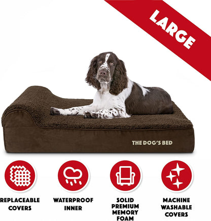 The Dog’s Bed Orthopedic Headrest Dog Bed Large Brown Plush 40x25, Memory Foam, Pain Relief