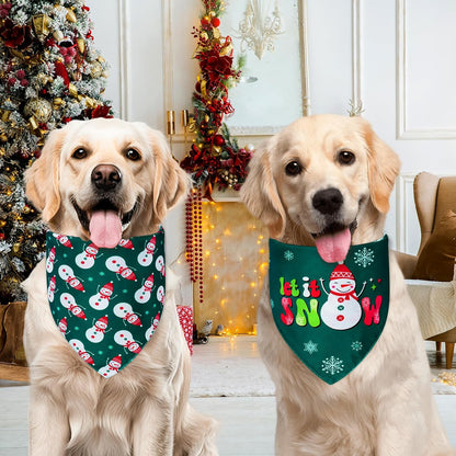 Christmas Dog Bandanas Small 3PCS, 6 Pattern Holiday Scarf for Boy and Girl, Triangle Reversible