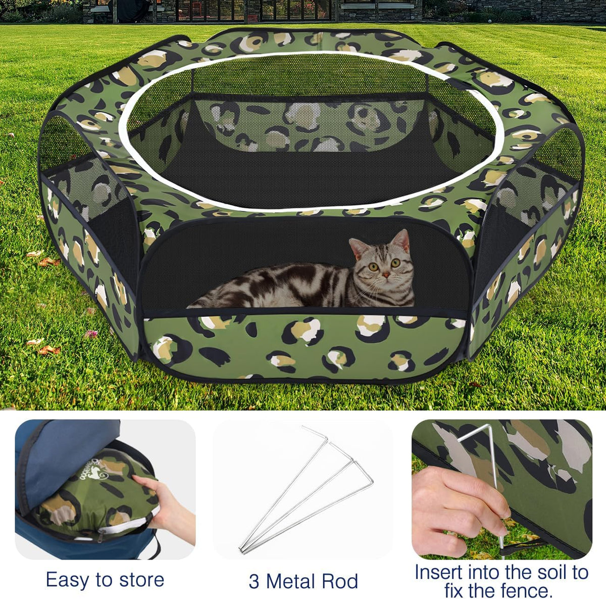 Pawaboo Small Animals Playpen, Waterproof Small Pet Cage Tent with Zippered Cover, Portable Outdoor