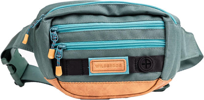 Wilderdog Utility Fanny Pack stores Treats, Balls, Keys in 3 Pockets with adjustable strap and Poop