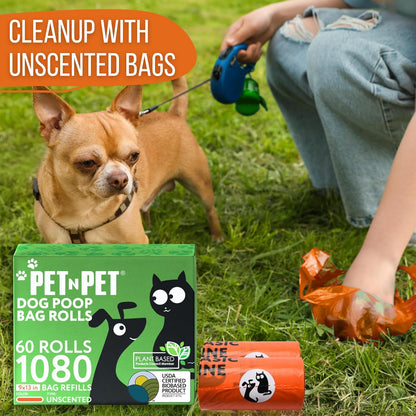 Pet N Pet 1080 Counts Orange Poop Bags for Dogs, 41% Plant Based & 59% PE Extra Thick Dog Poop Bags