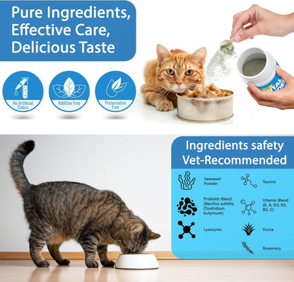 Cat Dental Care Powder Bad Breath Treatment for Cats Teeth, Mouth, Gums & Gut, Plaque Off,Tartar