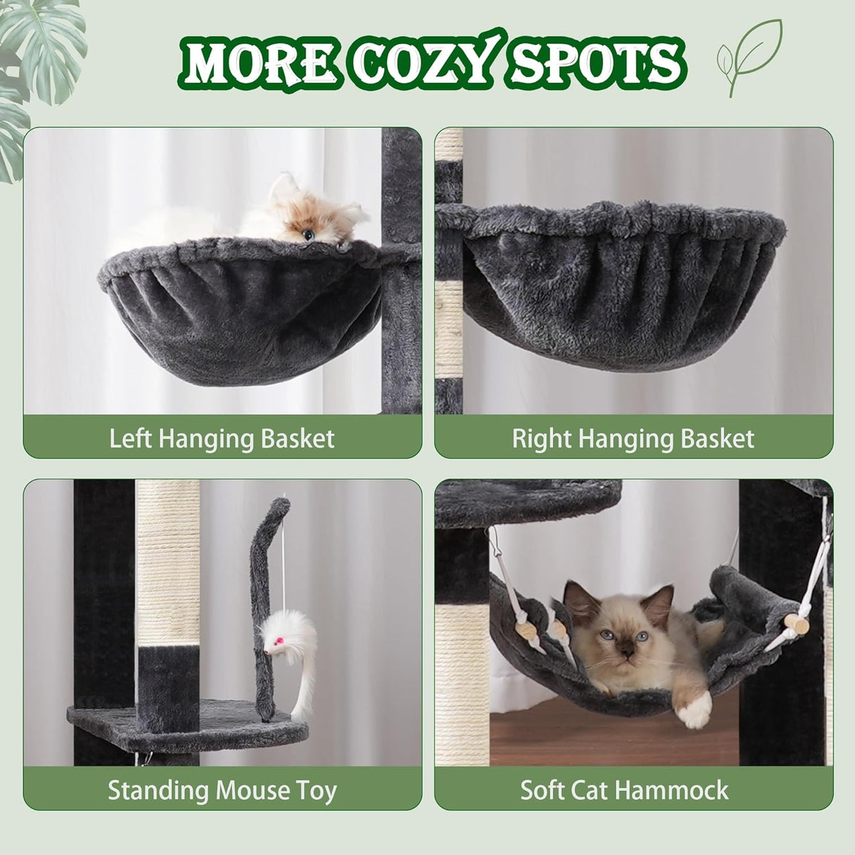 Cat Tree for Large Cats, 78.7"(200cm) Tall Cat Tower for Indoor Cats Multiple Cats with Large Top