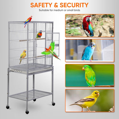 ZENY 53-Inch Bird Flight Cage, Wrought Iron Standing Large with Rolling Stand for Cockatiels Pet