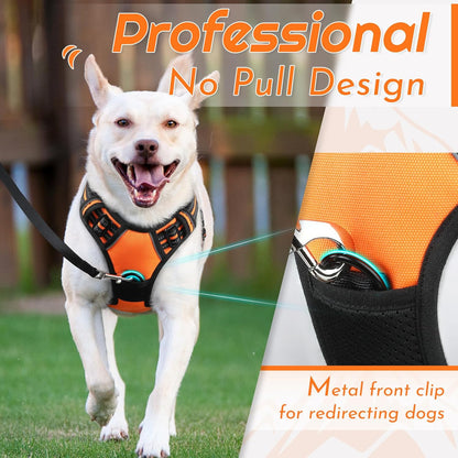Eagloo Dog Harness for Large Dogs, No Pull Service Vest with Reflective Strips and Control Handle