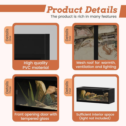 20 Gallon PVC Reptile Enclosure, RepWild 30"x12"x12" Terrarium/Tank with Heavy-Duty Screen Top