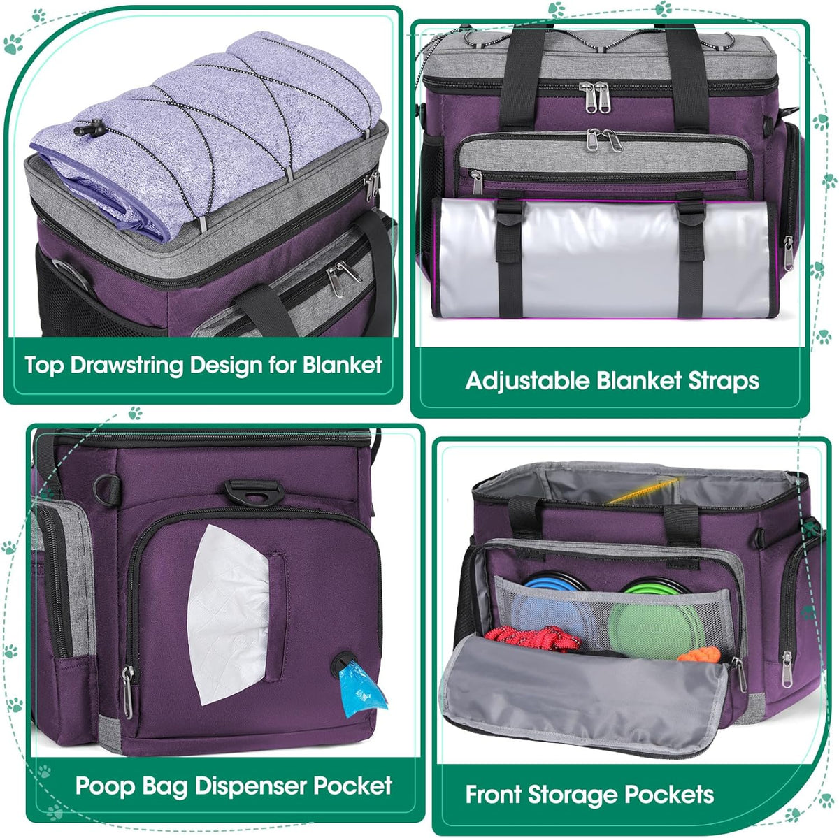 IGOLUMON Dog Travel Bag Large Pet Travel Bags Set for Supplies Weekend Dog Travel Kit Tote