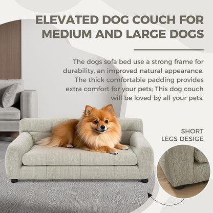 Dog Couch Bed, Mini Sofa for Dogs with Backrest and Armrest, Durable Pet Sofa with Soft Foam