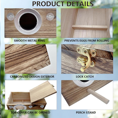 kathson Parrots Nesting Box Parakeet Nest House for Cage Budgie Breeding Hut with Coconut Fiber