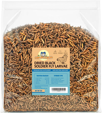 5LB Dried Black Soldier Fly Larvae Treat for Chicken More Calcium Than Mealworms,for Laying